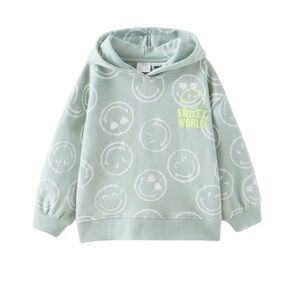 Zara| Kids Unisex Mint Green Smiley World Hoodie Sweater - Size 10 years